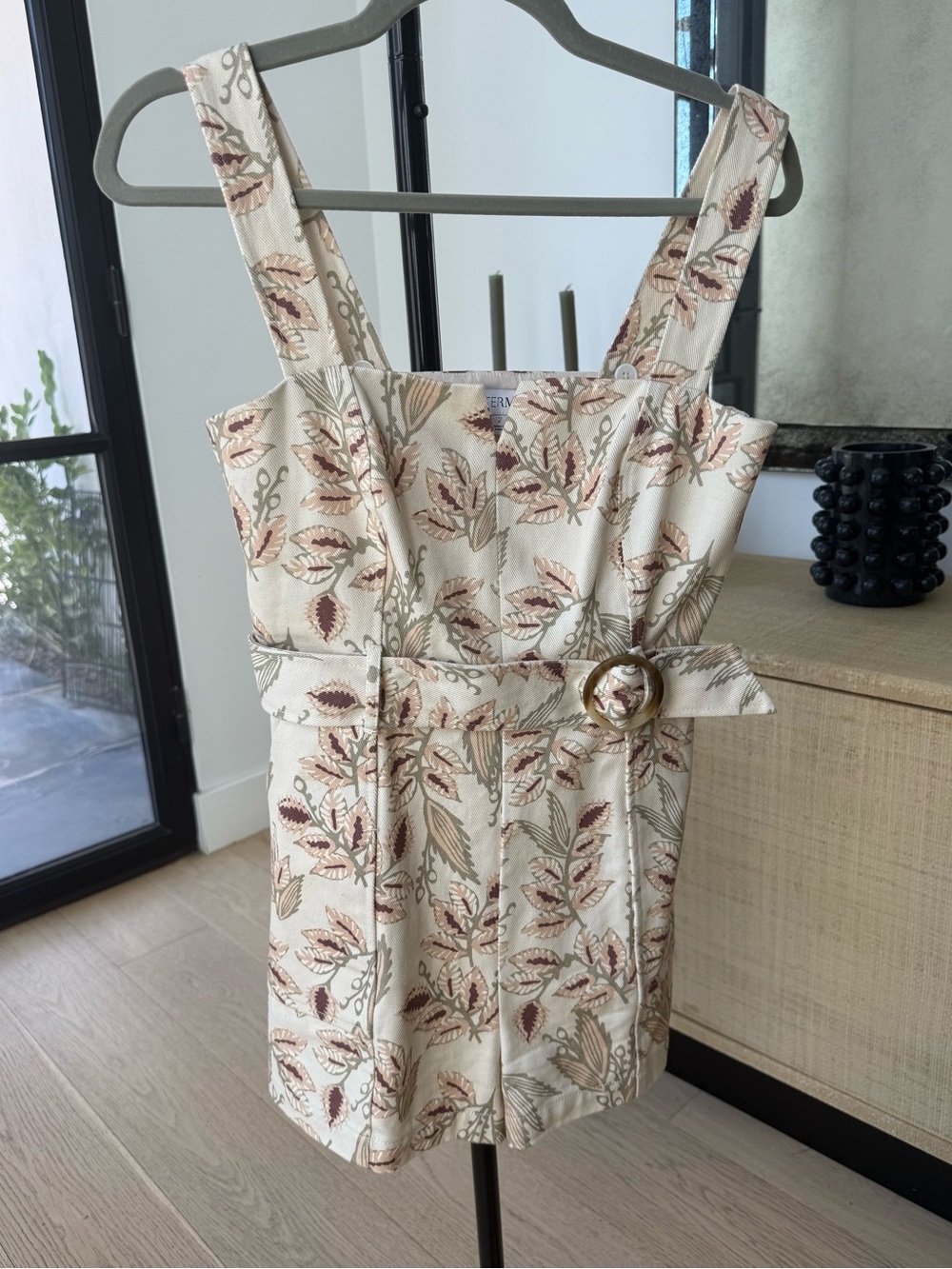 Intermix Floral Belted Romper in Cream